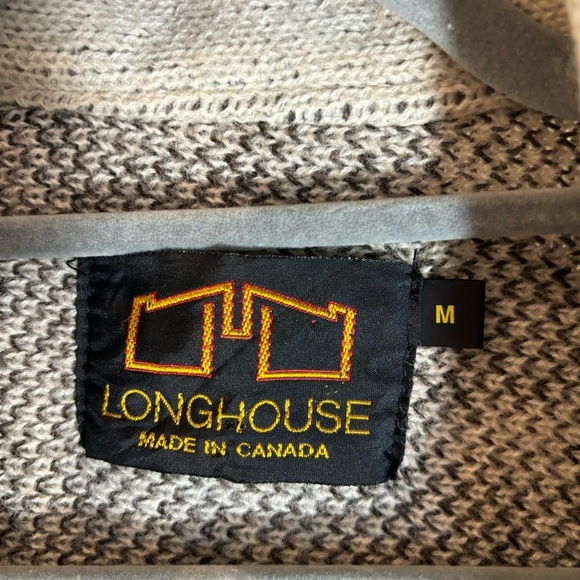 LOGHOUSE Sz M 100% Wool Cardigan Point Lapel Button Closure Pockets Side Slit - Picture 3 of 10